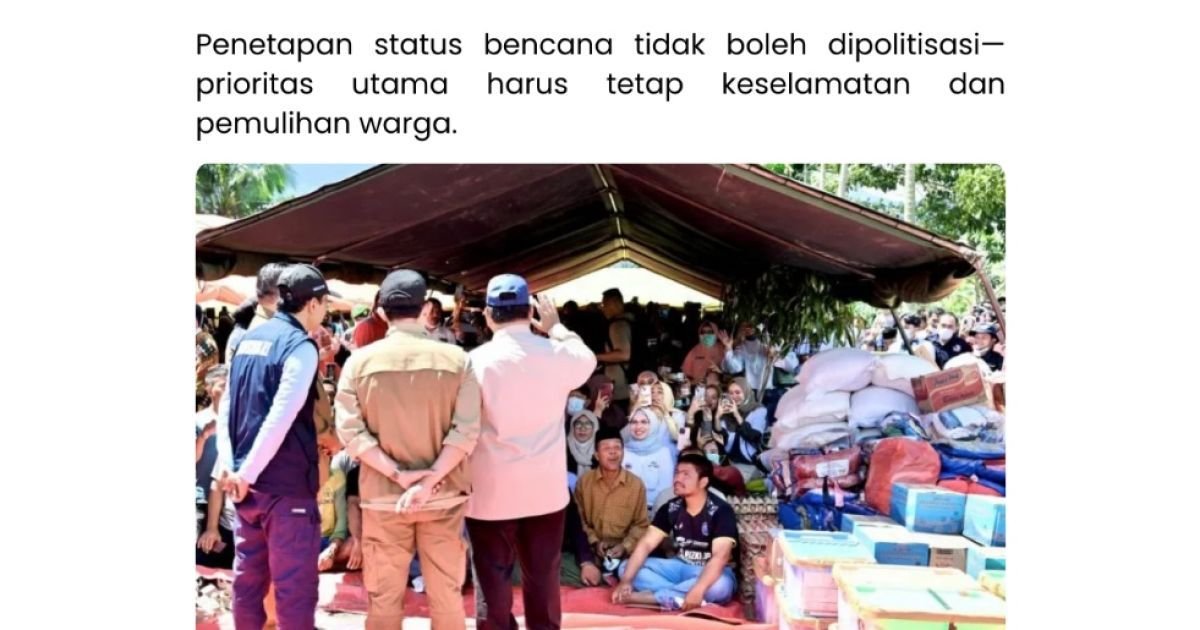 Desakan Status Bencana Sumatera Picu Polemik: Antara Percepatan Bantuan dan Bayang-bayang Korupsi - portal7.co.id